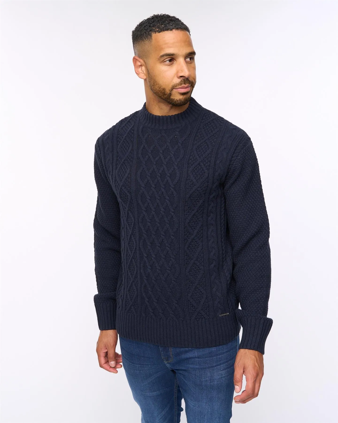 Brocksten Cable Knit Jumper Navy sold by Brand Corner
