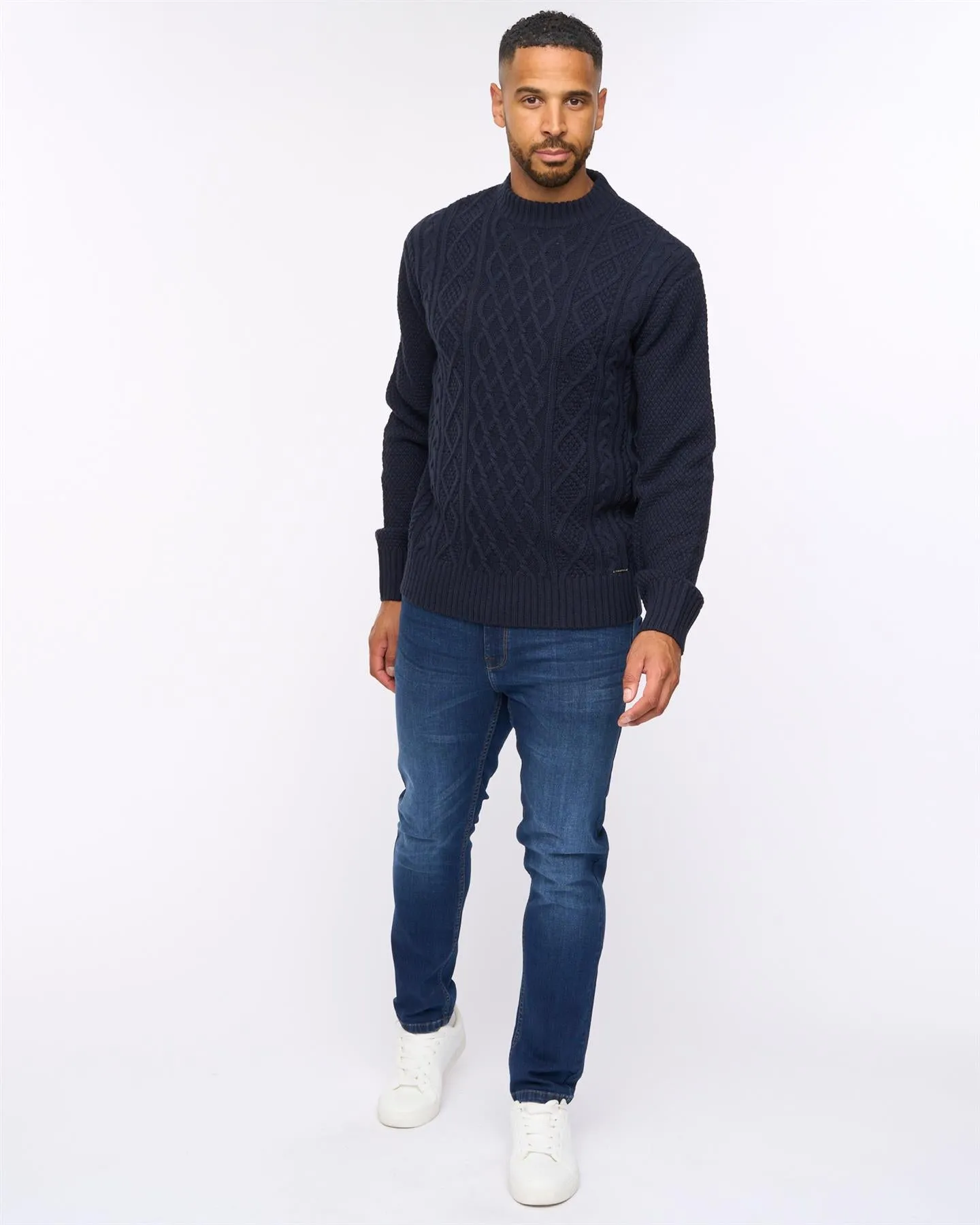 Brocksten Cable Knit Jumper Navy sold by Brand Corner product image thumbnail 3