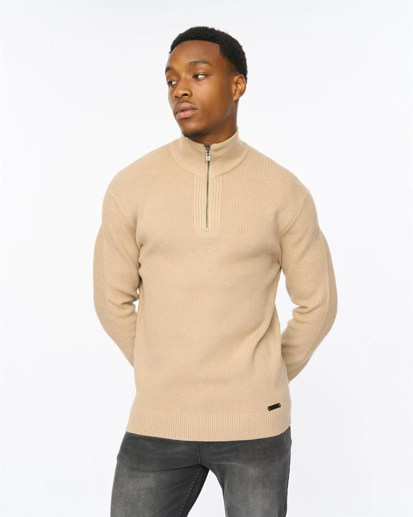 Mens Potenza 1/4 Zip Knit Stone sold by Brand Corner product image thumbnail 4