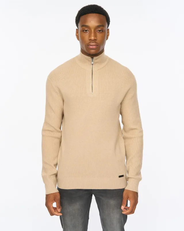 Mens Potenza 1/4 Zip Knit Stone sold by Brand Corner