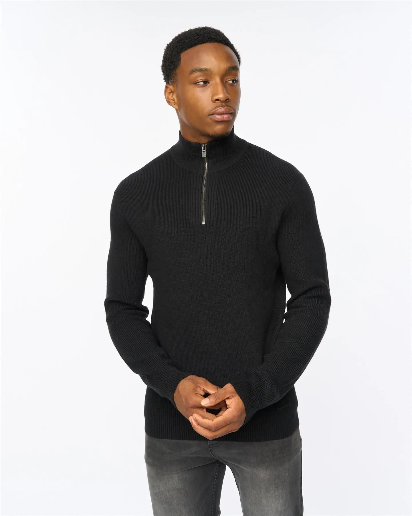 Mens Potenza 1/4 Zip Knit Black sold by Brand Corner product image thumbnail 2