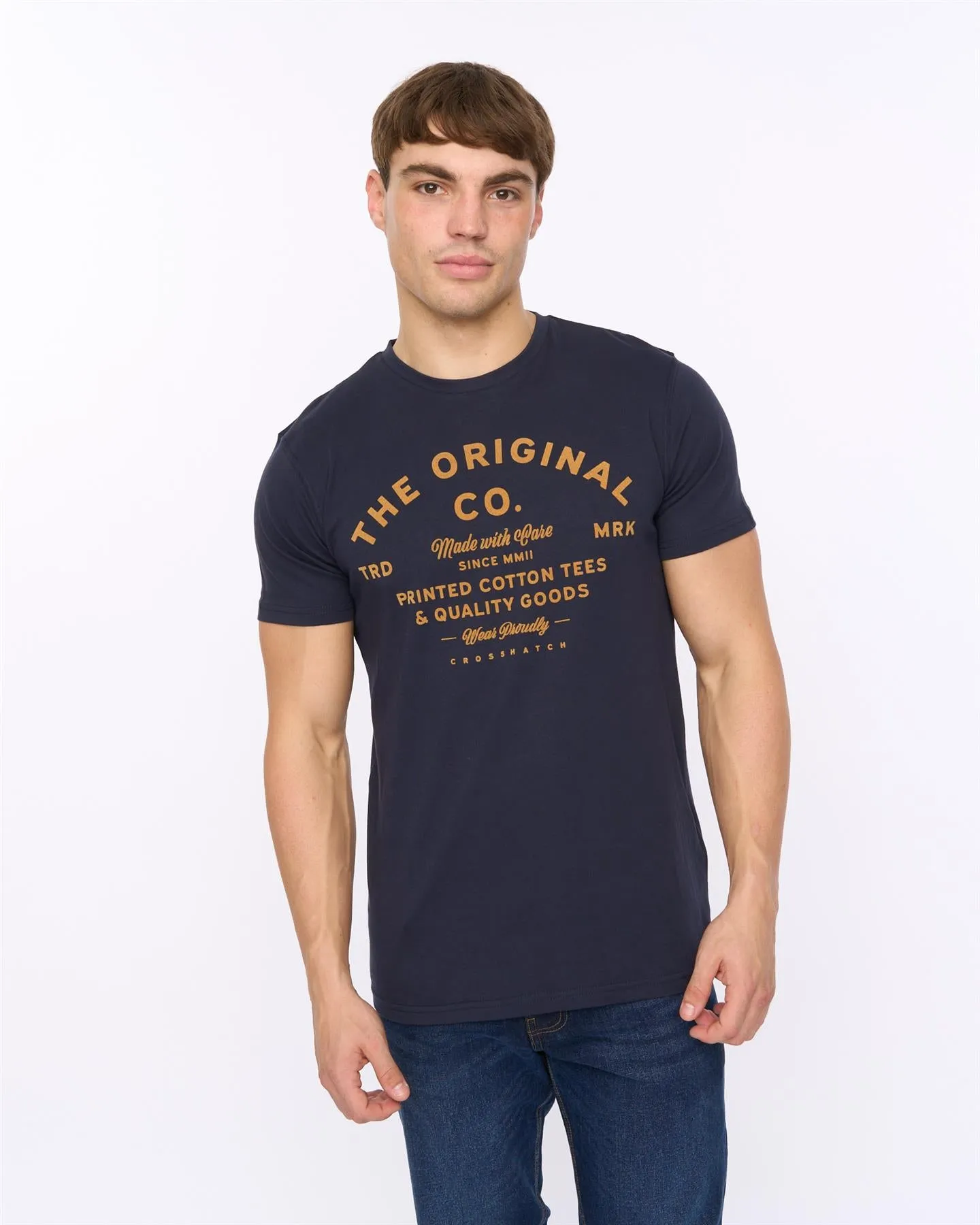 Mens Shoptown T-Shirt Navy sold by Brand Corner
