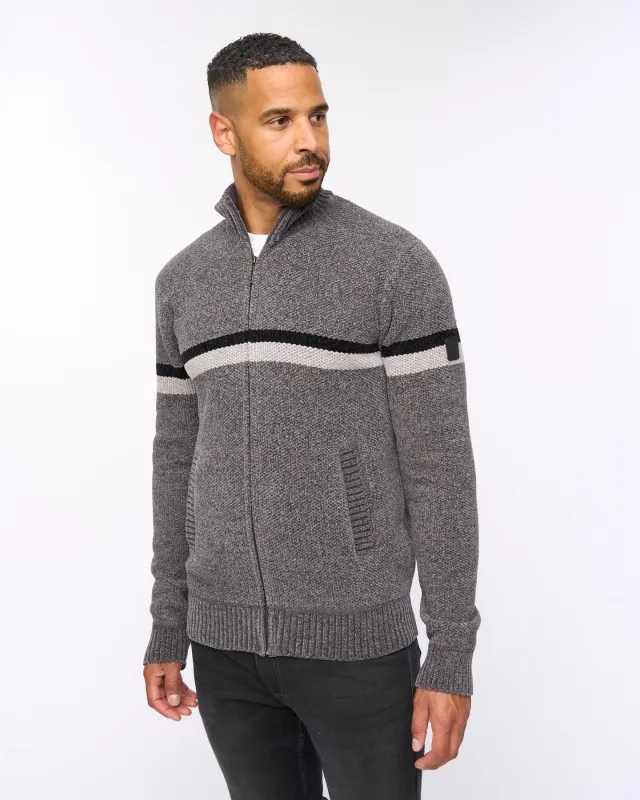 Stampton Chenille Full Zip Jumper Mid Grey sold by Brand Corner