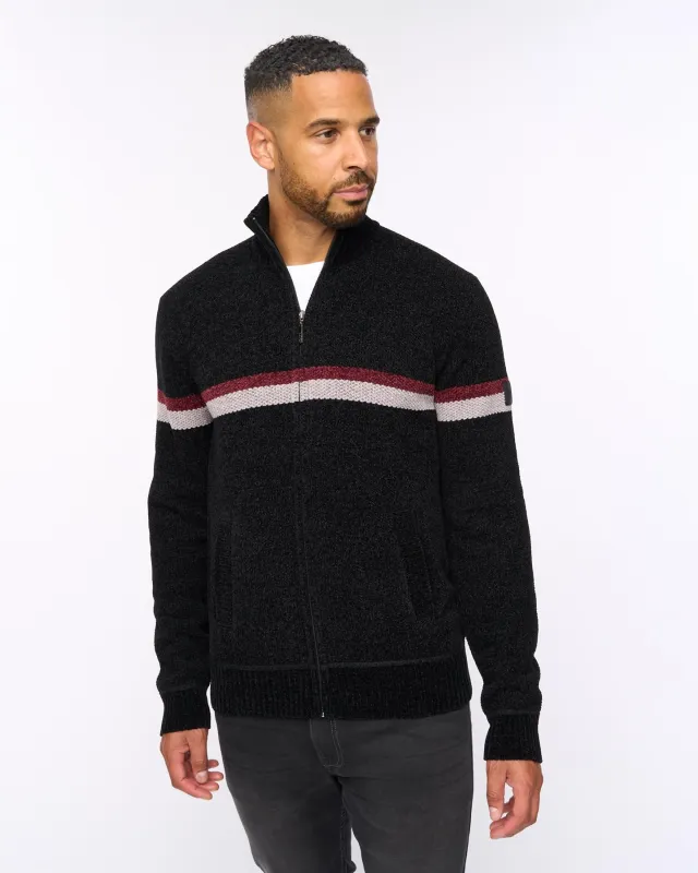Stampton Chenille Full Zip Jumper Black sold by Brand Corner