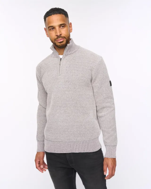 Harewood Chenille 1/4 Zip Jumper Light Grey sold by Brand Corner