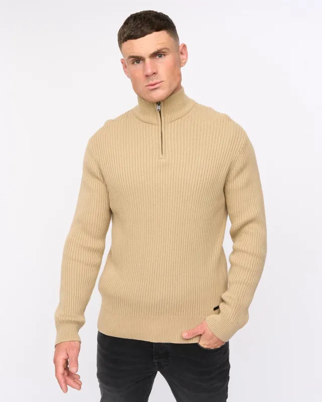 Mens Havaline 1/4 Zip Knit Stone sold by Brand Corner