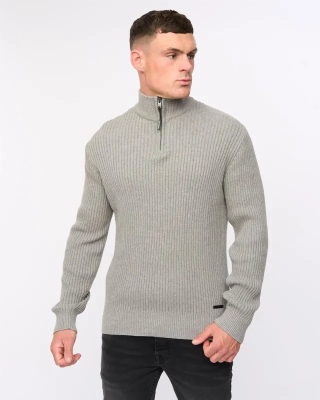 Mens Havaline 1/4 Zip Knit Grey Marl sold by Brand Corner