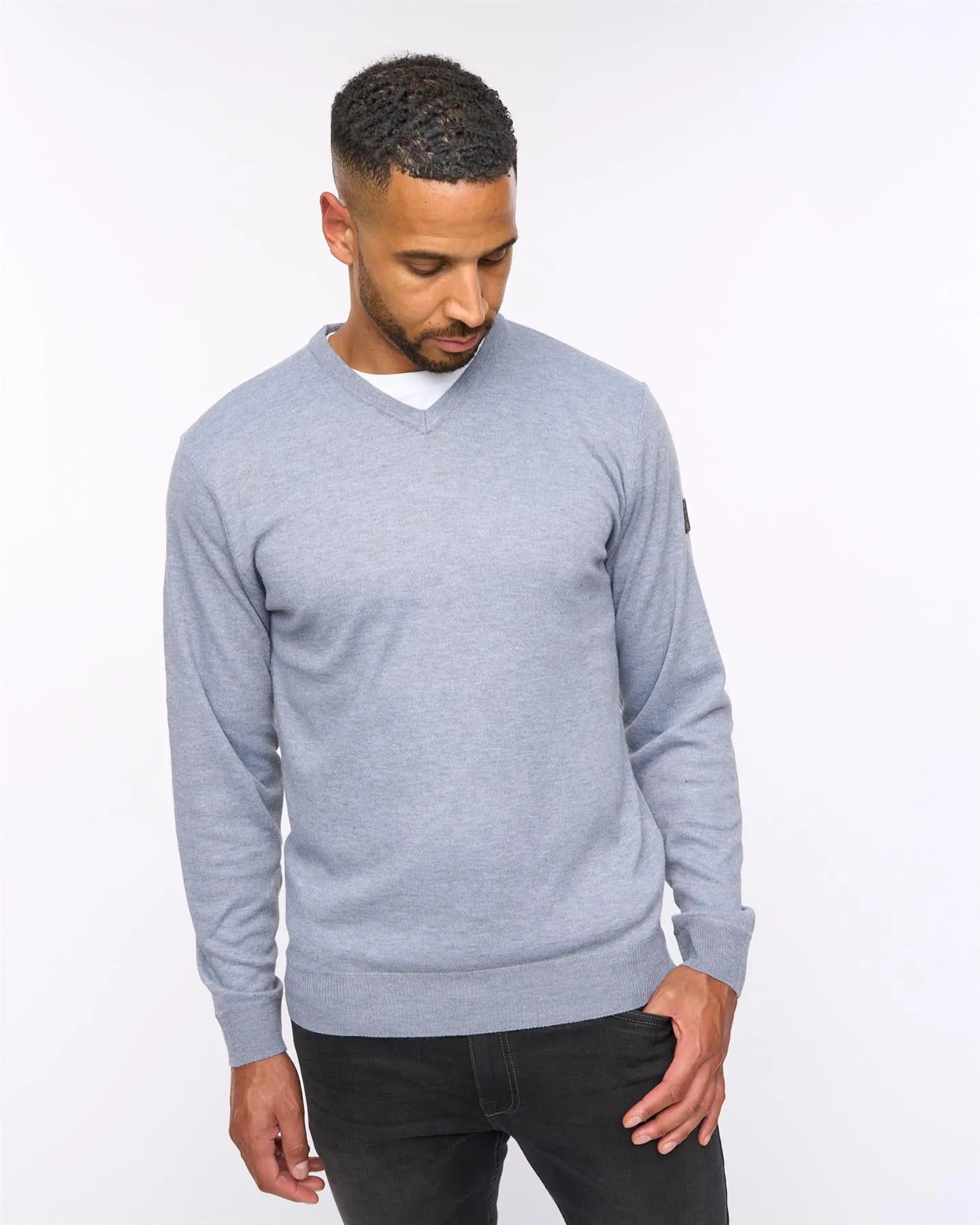 Tinworth V-Neck Jumper Grey Marl sold by Brand Corner product image thumbnail 2