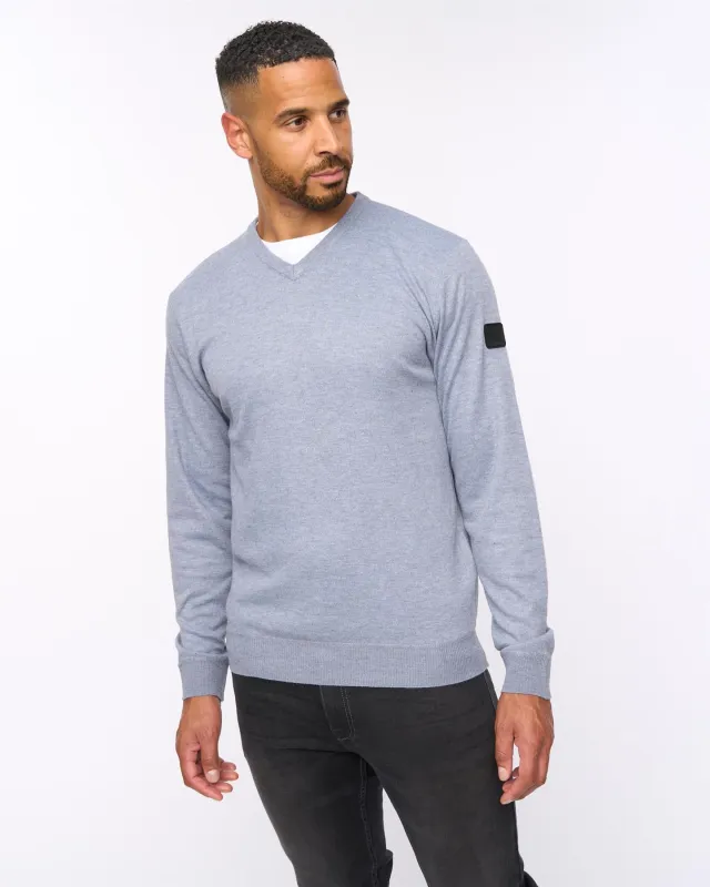 Tinworth V-Neck Jumper Grey Marl sold by Brand Corner