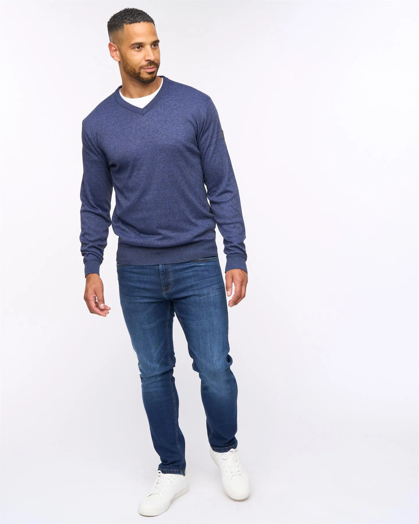 Tinworth V-Neck Jumper Navy Marl sold by Brand Corner product image thumbnail 3