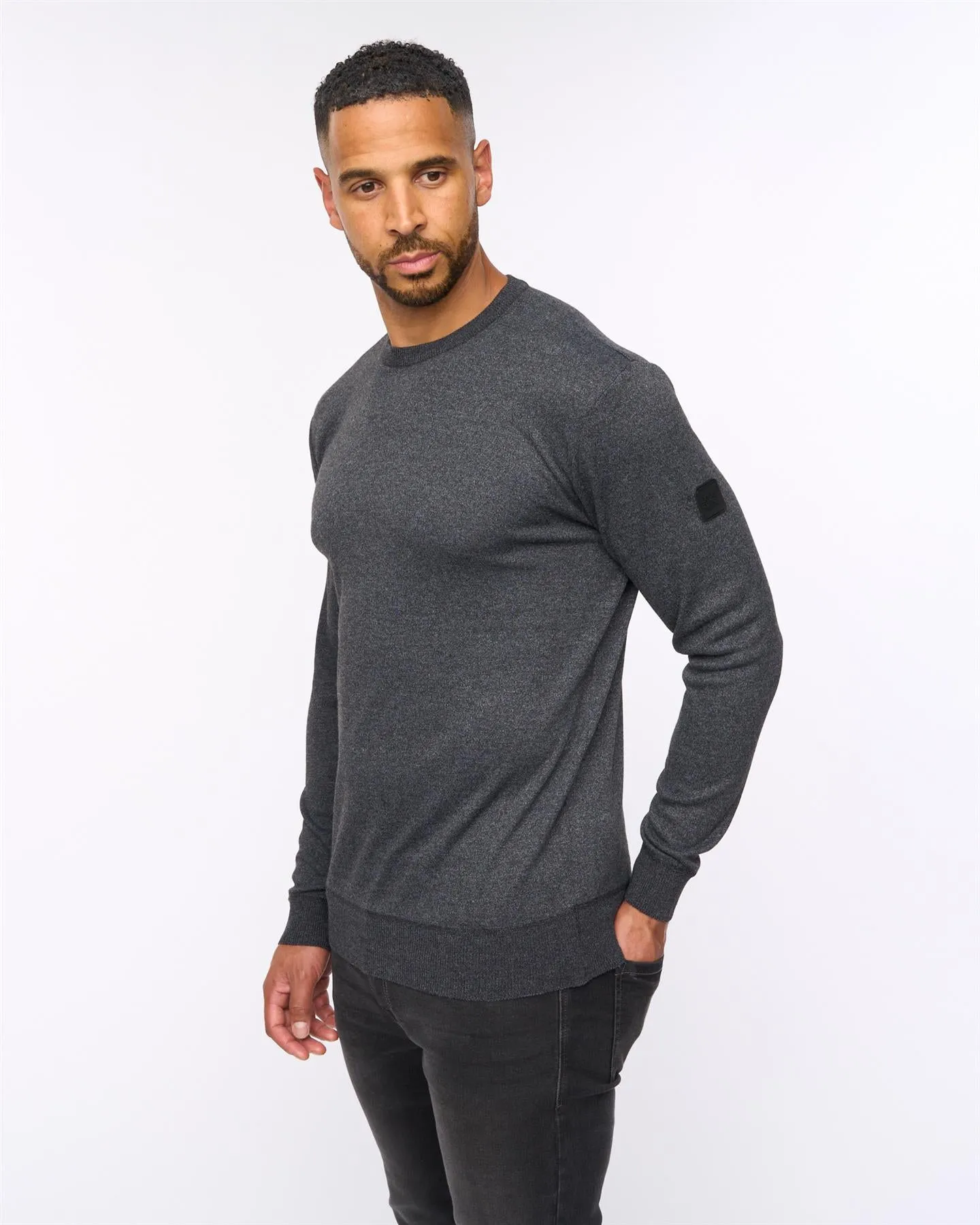 Pepston Crew Neck Jumper Black Marl sold by Brand Corner product image thumbnail 2