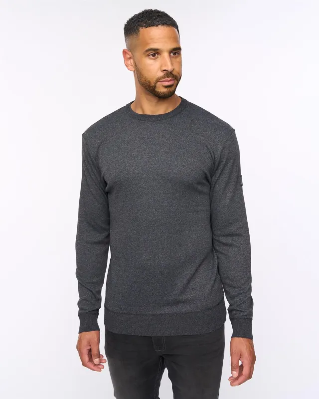 Pepston Crew Neck Jumper Black Marl sold by Brand Corner
