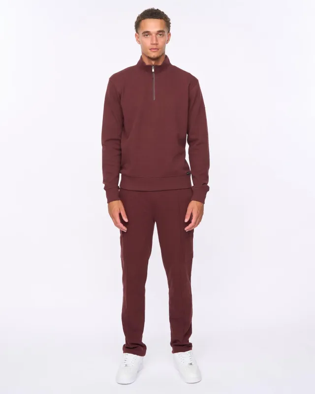 Mens Slellmoore 1/4 Zip Hoodie & Optimus Combat Joggers Set Wine sold by Brand Corner