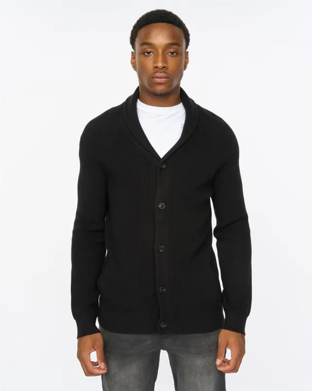 Mens Venosa Shawl Cardigan Black sold by Brand Corner