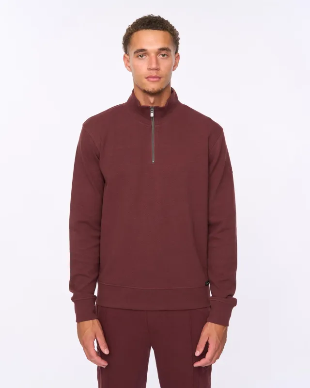Mens Slellmoore 1/4 Zip Hoodie Wine made by Brand Corner