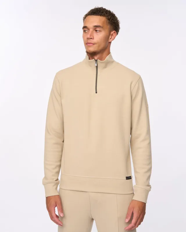 Mens Slellmoore 1/4 Zip Hoodie Stone sold by Brand Corner