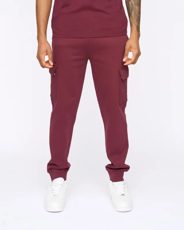 Mens Crosby Cargo Joggers Burgundy made by Brand Corner