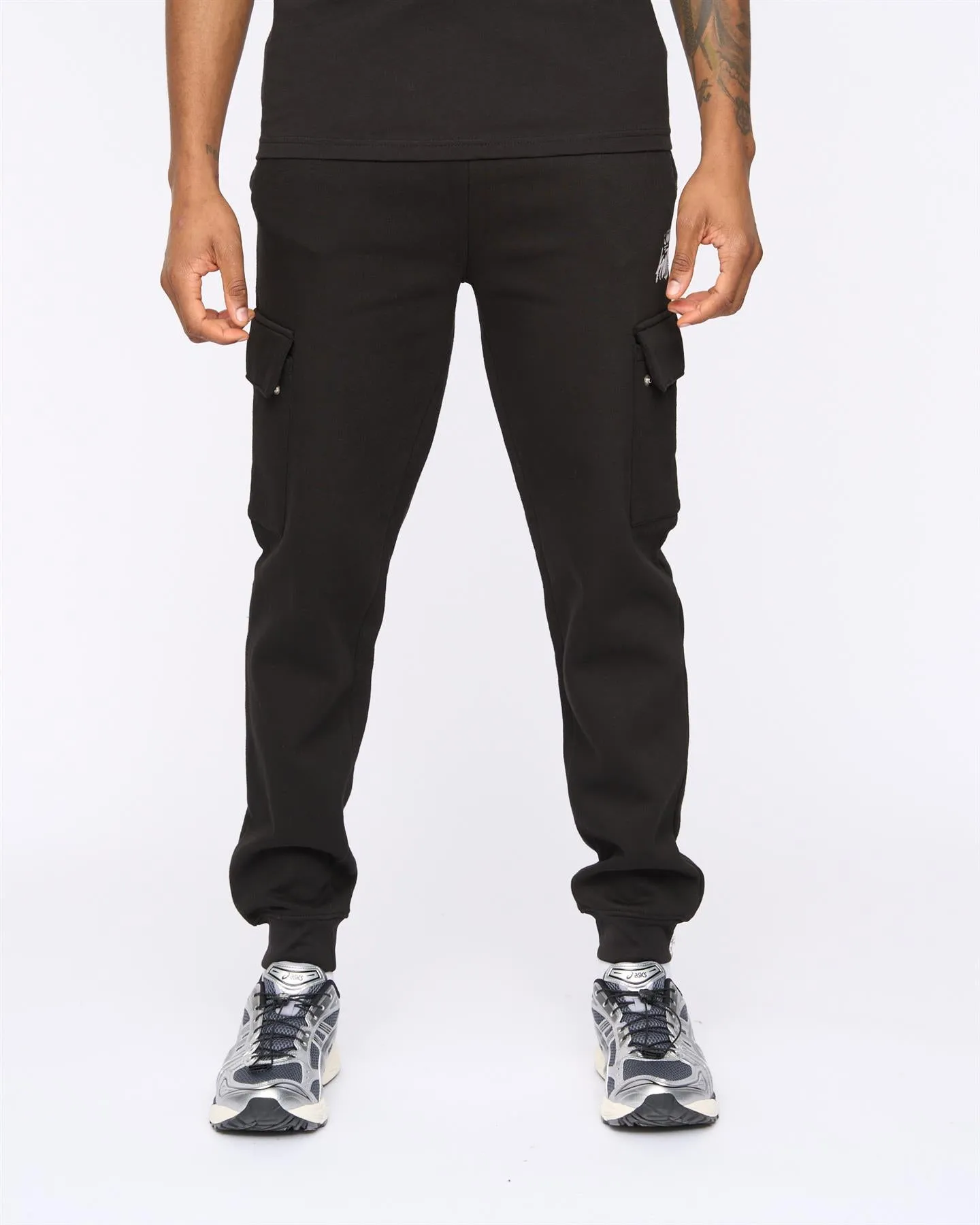 Mens Crosby Cargo Joggers Black sold by Brand Corner