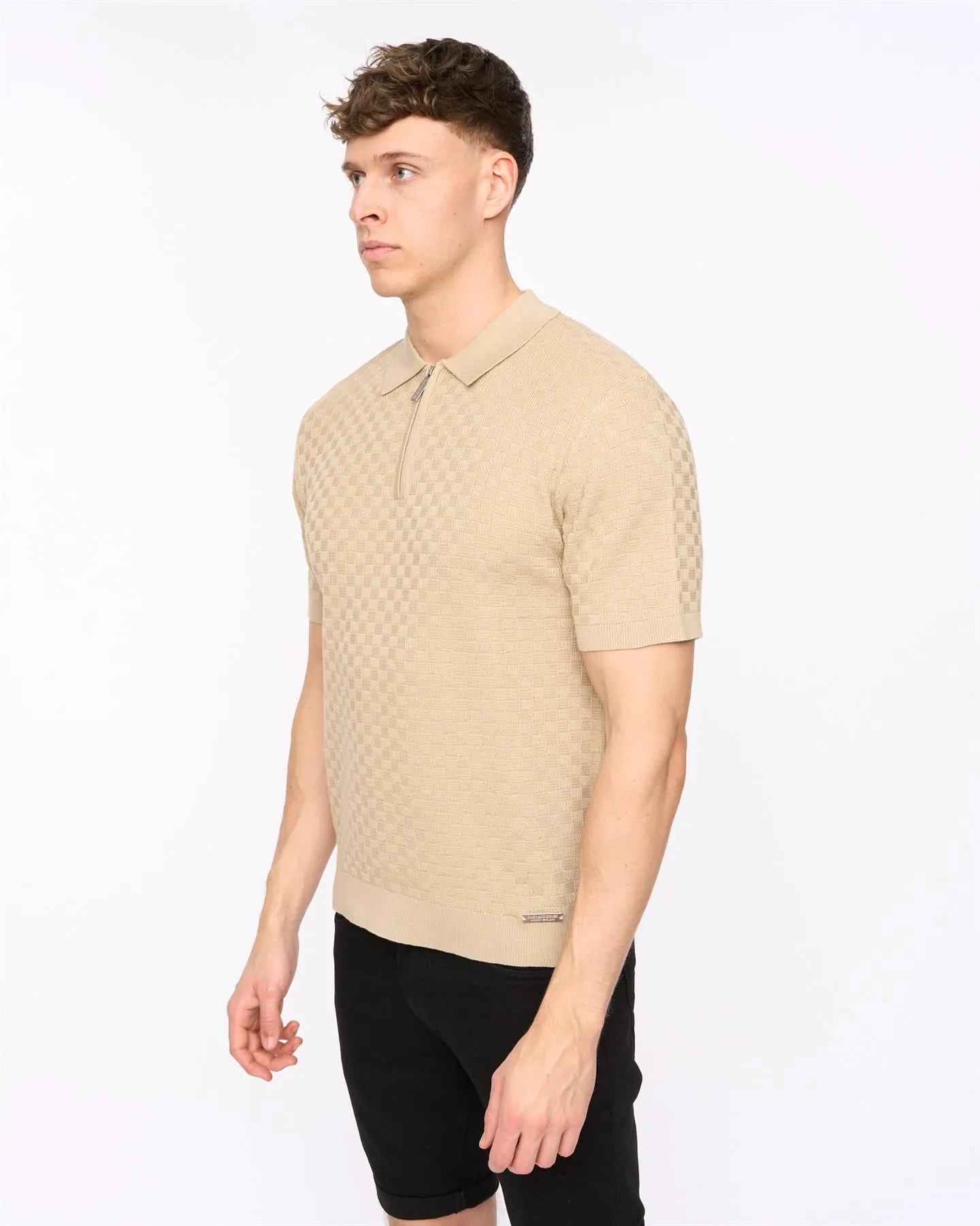 Mens Danvers Zip Knit Polo Stone sold by Brand Corner product image thumbnail 4