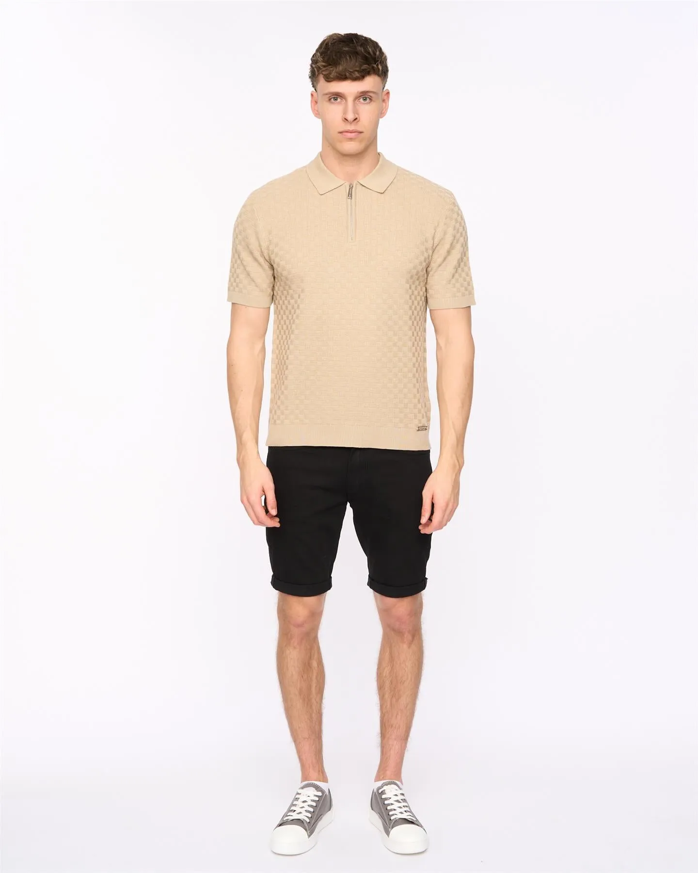 Mens Danvers Zip Knit Polo Stone sold by Brand Corner product image thumbnail 2