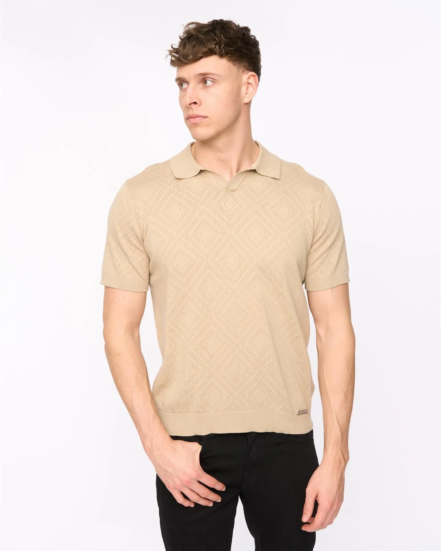 Mens Dedham Knit Polo Stone sold by Brand Corner product image thumbnail 2
