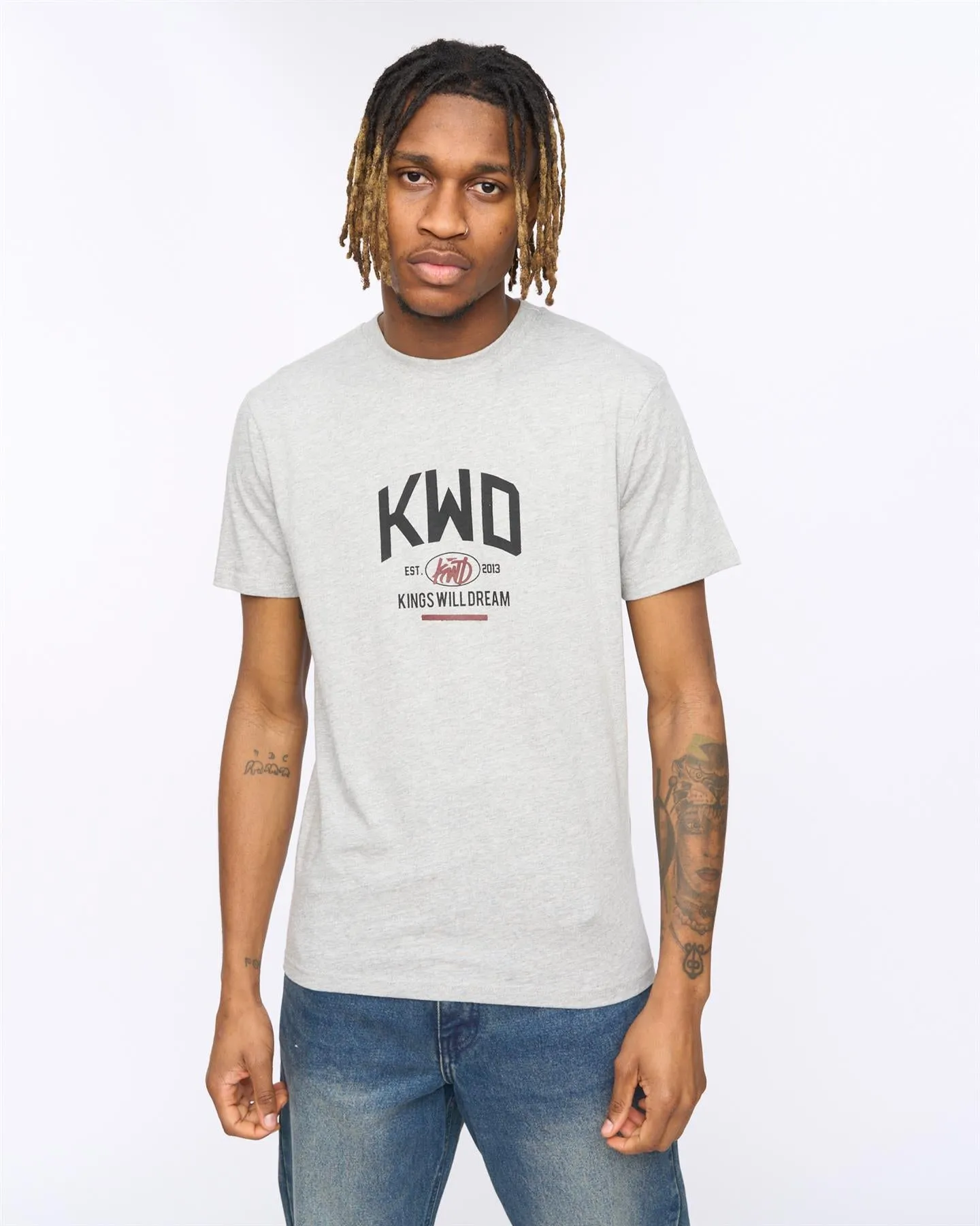 Mens Tattooed T-Shirt Grey Marl sold by Brand Corner