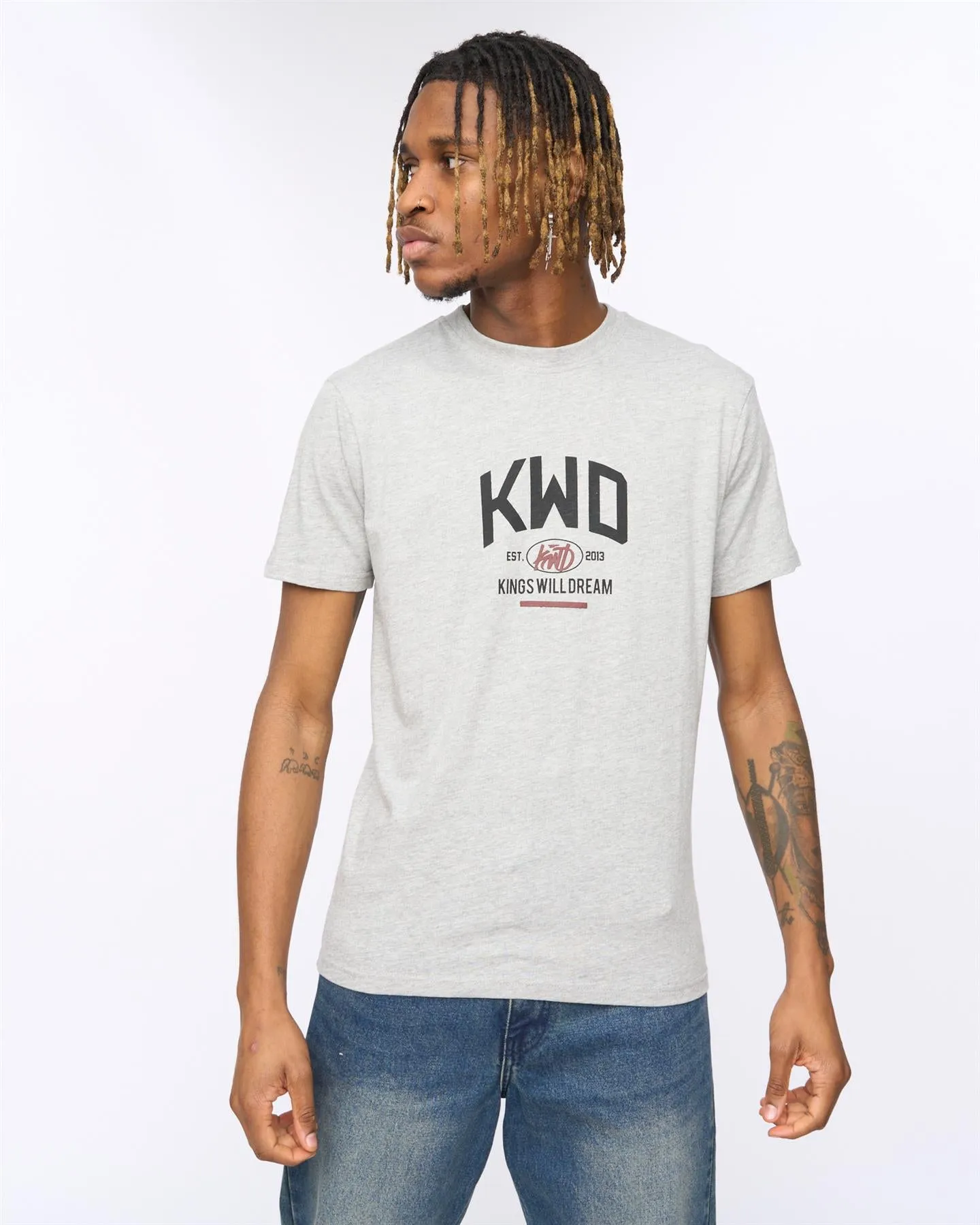 Mens Tattooed T-Shirt Grey Marl sold by Brand Corner product image thumbnail 2