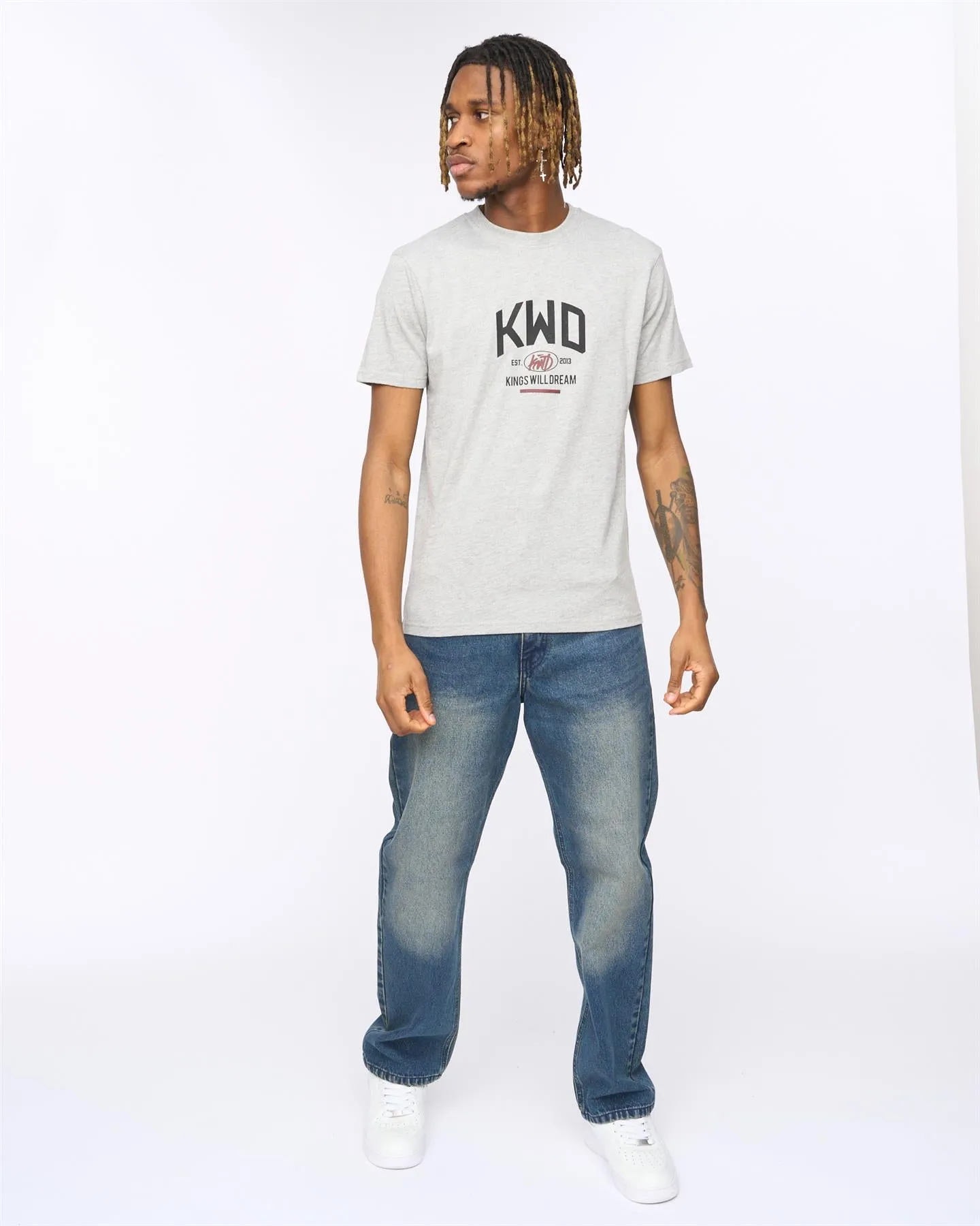 Mens Tattooed T-Shirt Grey Marl sold by Brand Corner product image thumbnail 3