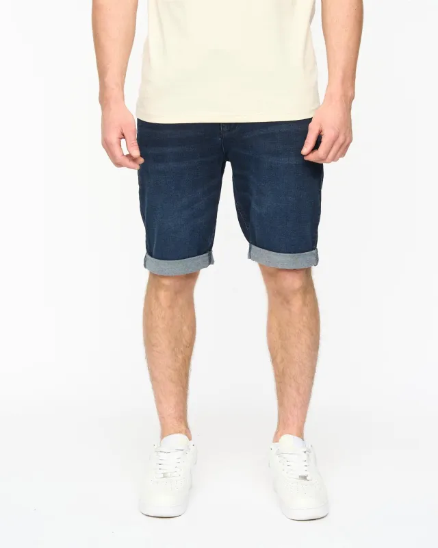 Mens Youlgreeve Belted Denim Shorts Dark Wash made by Brand Corner