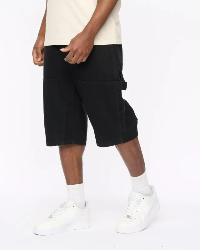 Mens Teleman Denim Shorts Black made by Brand Corner