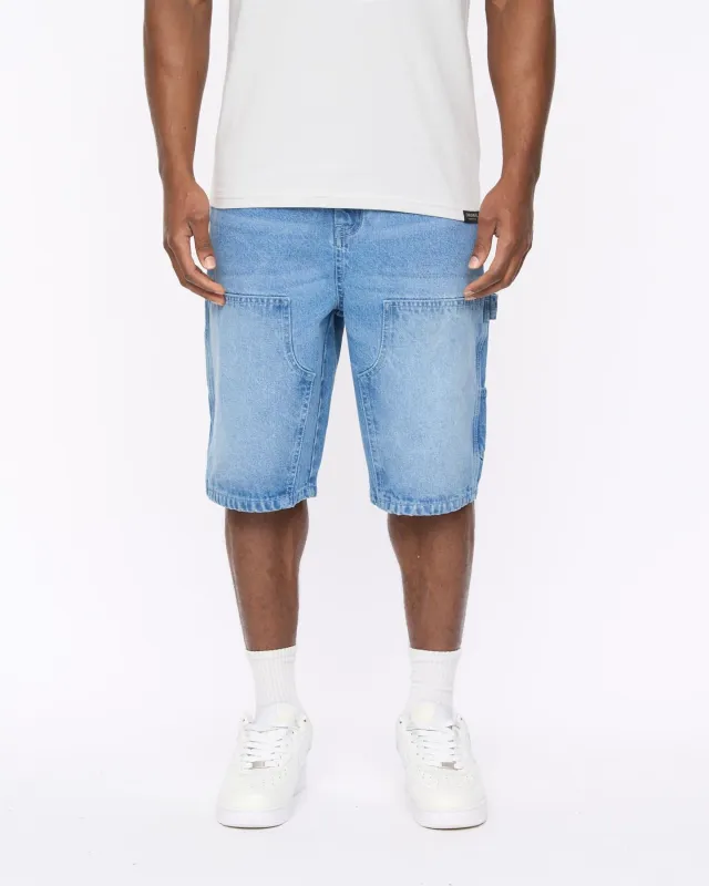 Mens Teleman Denim Shorts Light Wash made by Brand Corner