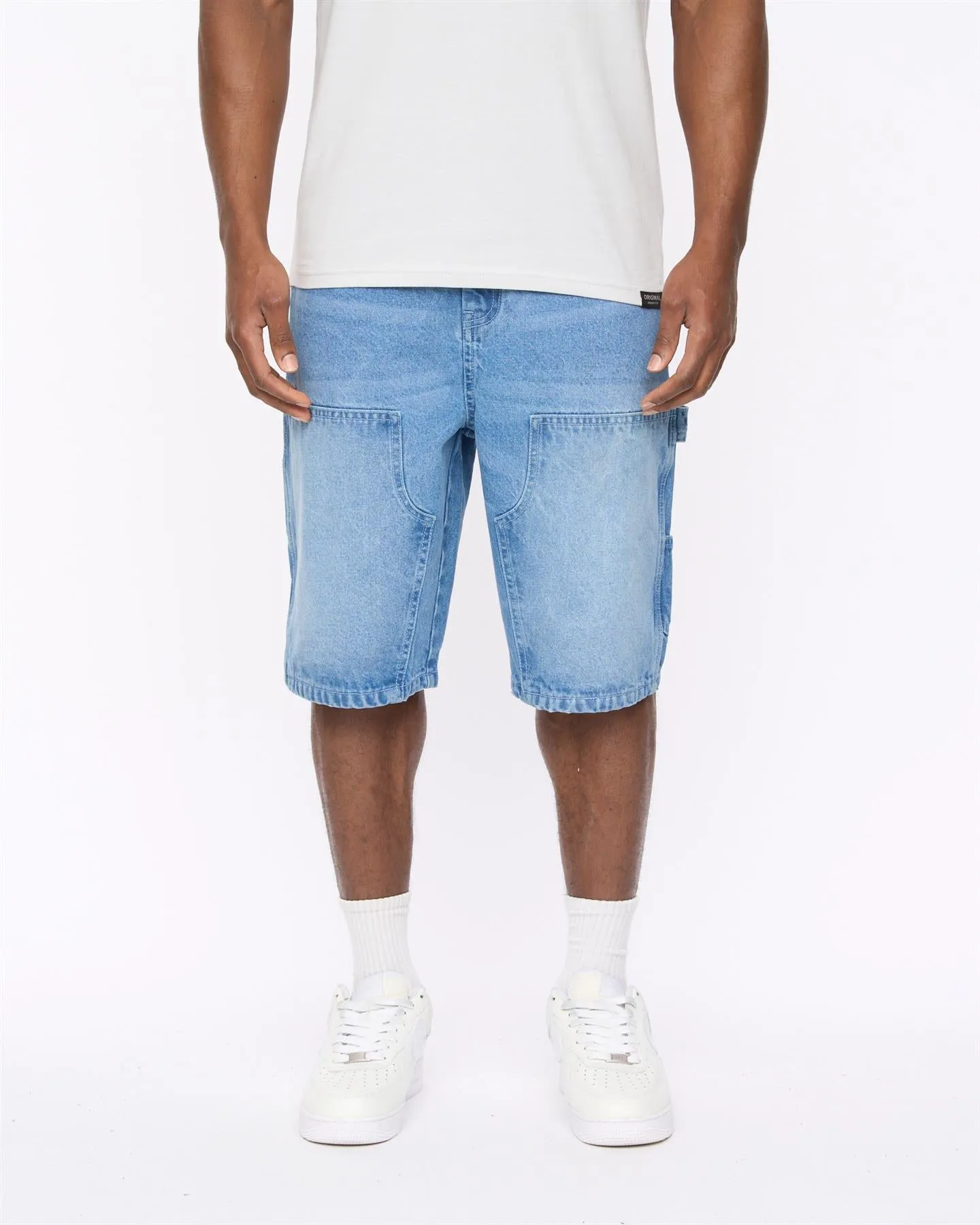 Mens Teleman Denim Shorts Light Wash sold by Brand Corner