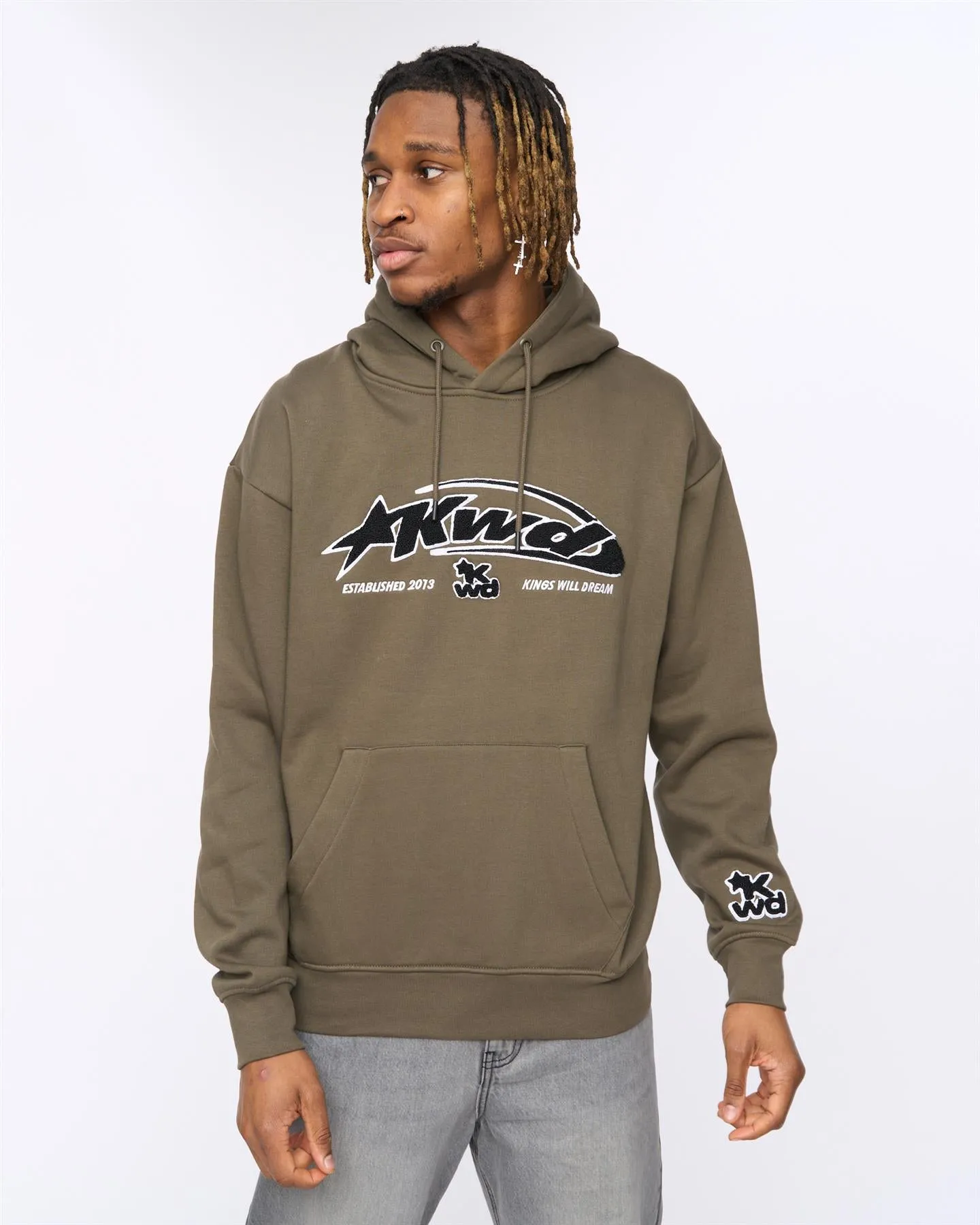 Mens Dashed Hoodie Olive sold by Brand Corner