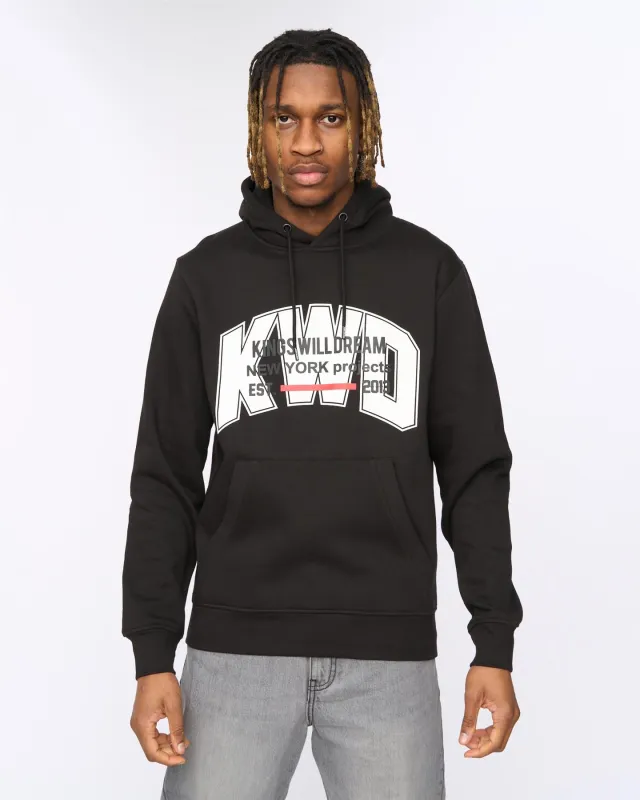 Mens Typeover Hoodie Black made by Kings Will Dream