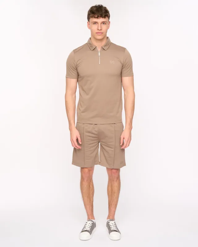Mens Medford Polo & Shorts Set Taupe made by Duck and Cover