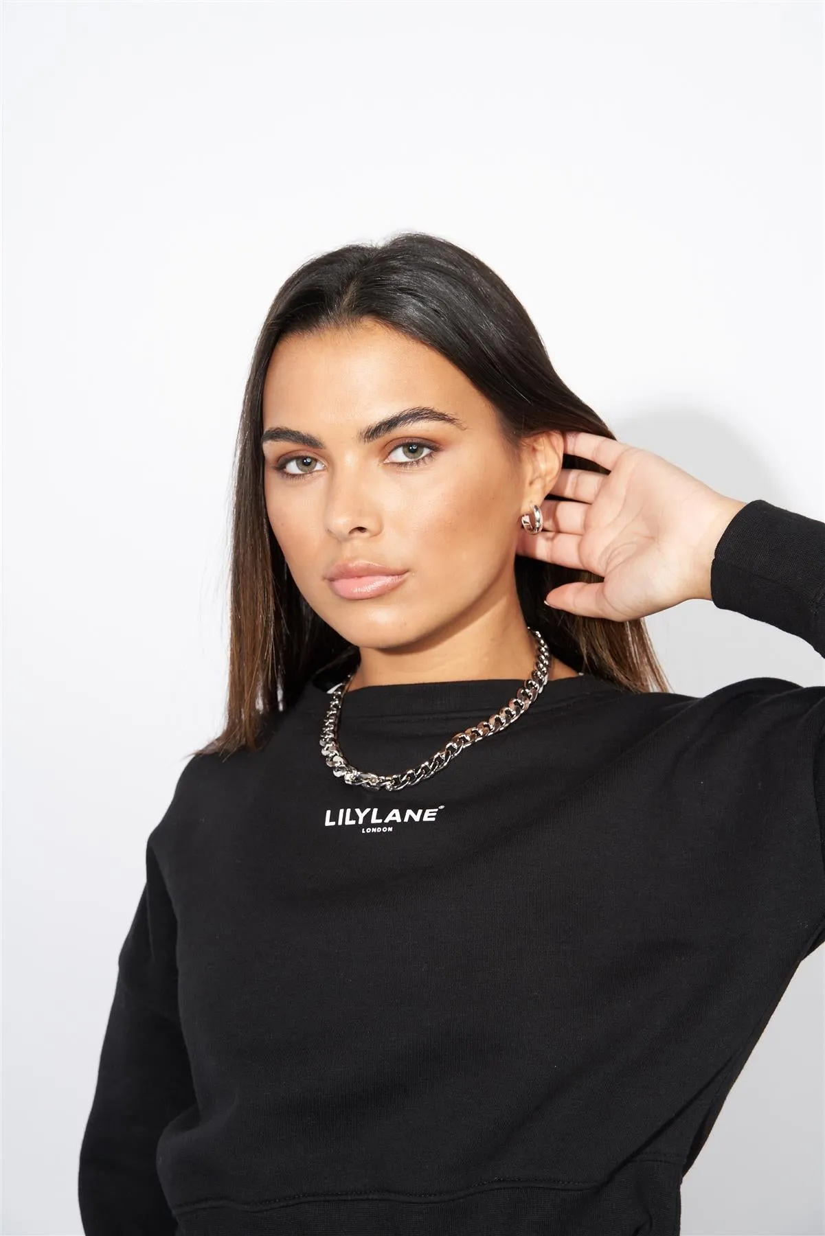 Ladies Lily Lane Josephina Crop Sweat Black sold by Brand Corner product image thumbnail 5