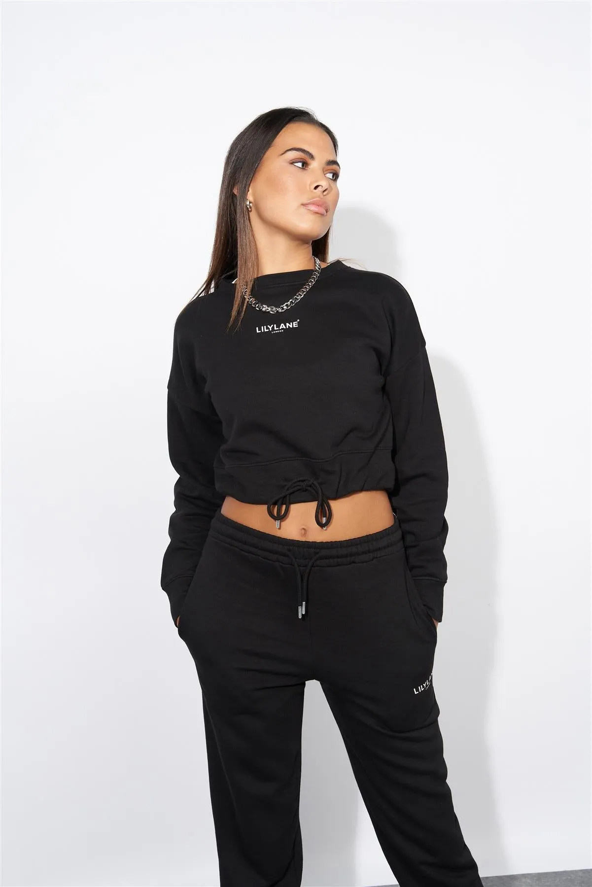 Ladies Lily Lane Josephina Crop Sweat Black sold by Brand Corner product image thumbnail 2