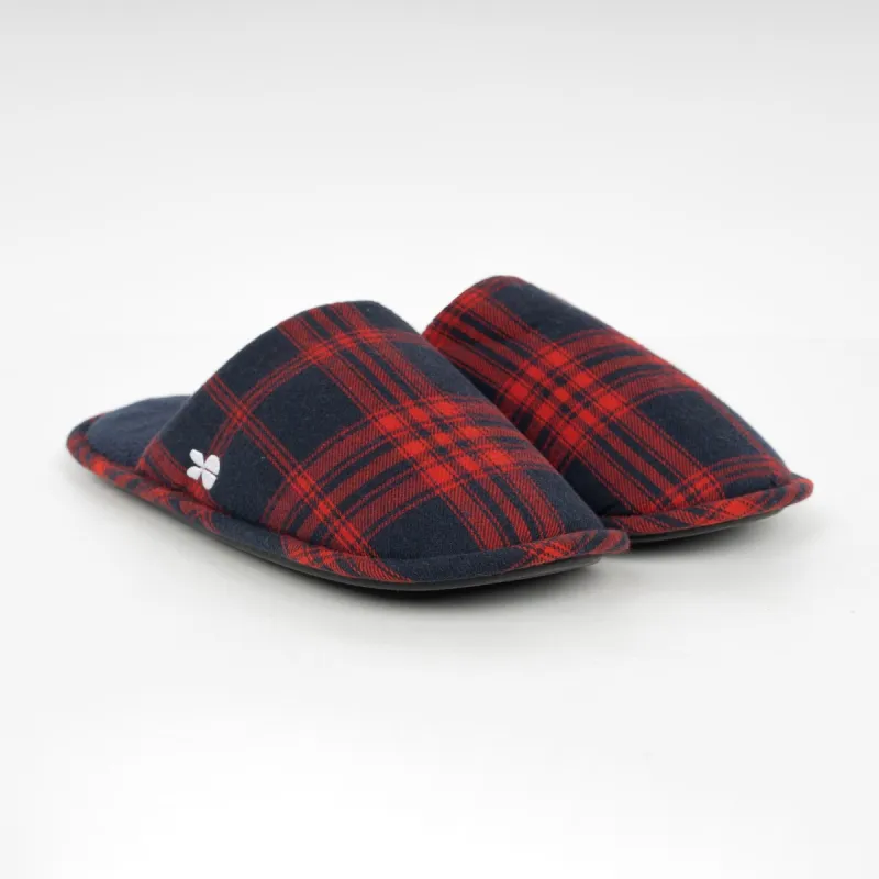 Crosshatch Mens Twostep Slippers Red Check sold by Brand Corner