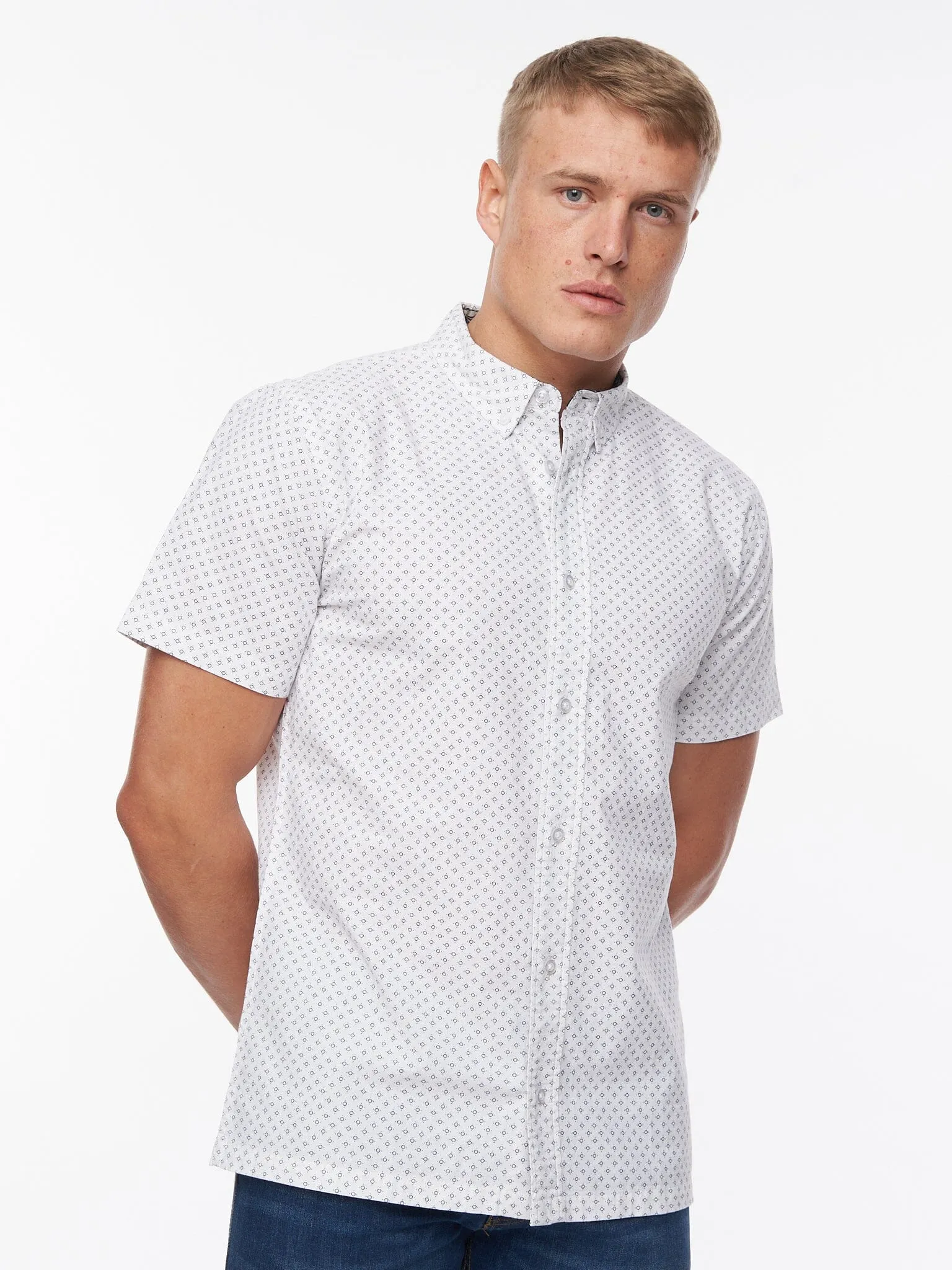 Haltom Short Sleeve Shirt White/Navy Print sold by Brand Corner product image thumbnail 5