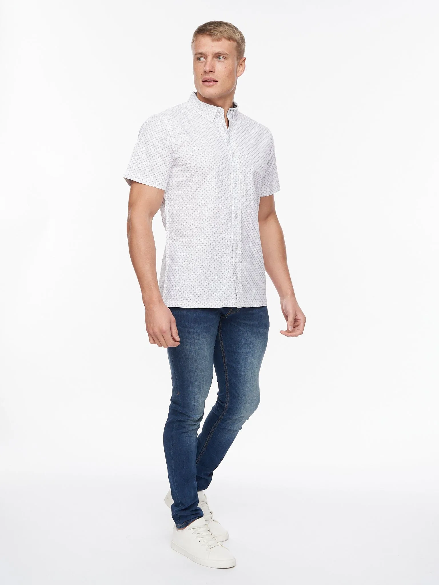 Haltom Short Sleeve Shirt White/Navy Print sold by Brand Corner product image thumbnail 2