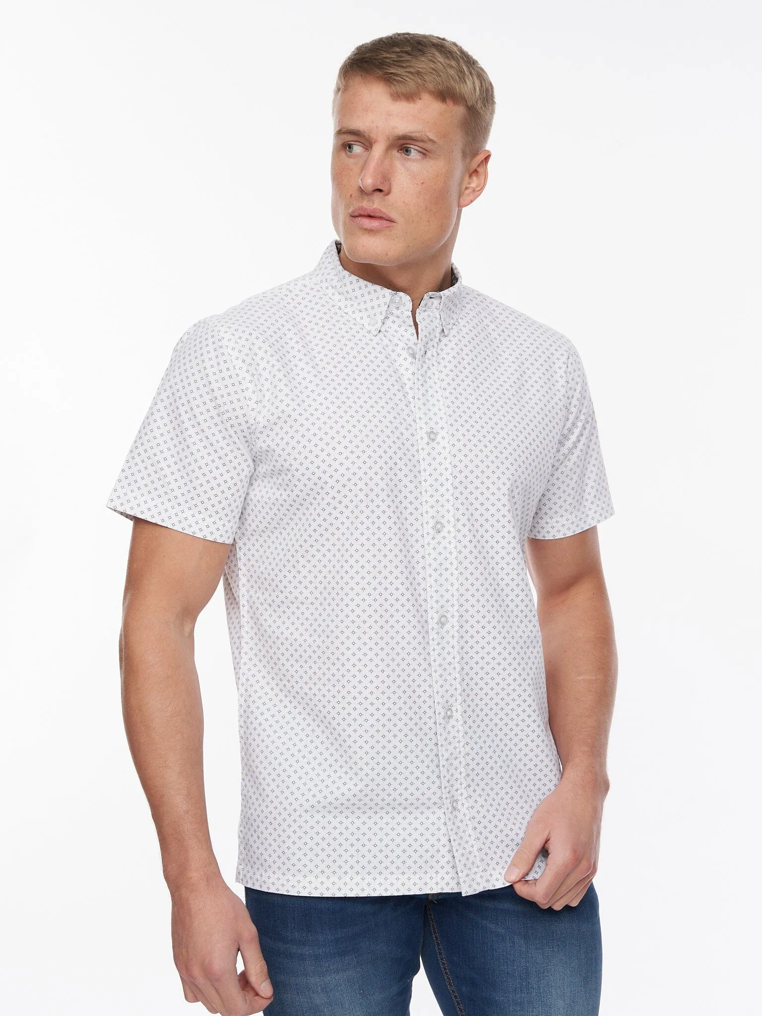 Haltom Short Sleeve Shirt White/Navy Print sold by Brand Corner product image thumbnail 3