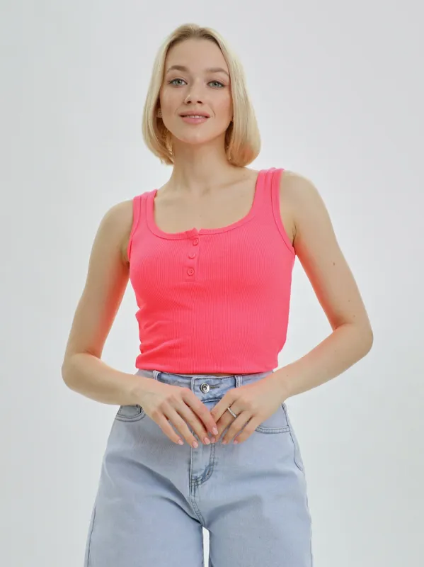 Womens Mercan Crop Vest Neon Pink made by Brand Corner