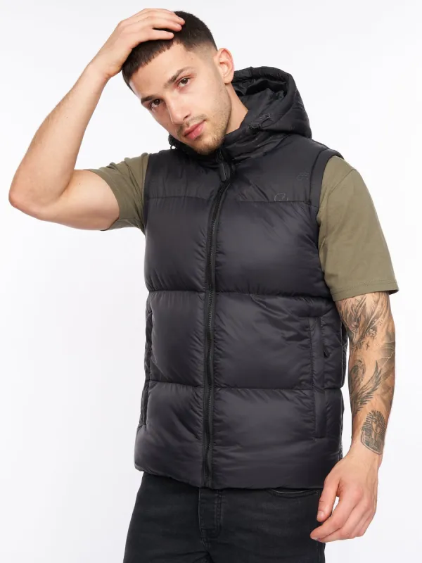 Chemerley Hooded Gilet Black sold by Brand Corner