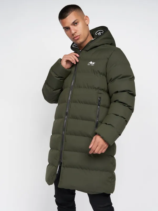 Alvando Longline Slim Puffa Dark Olive sold by Brand Corner