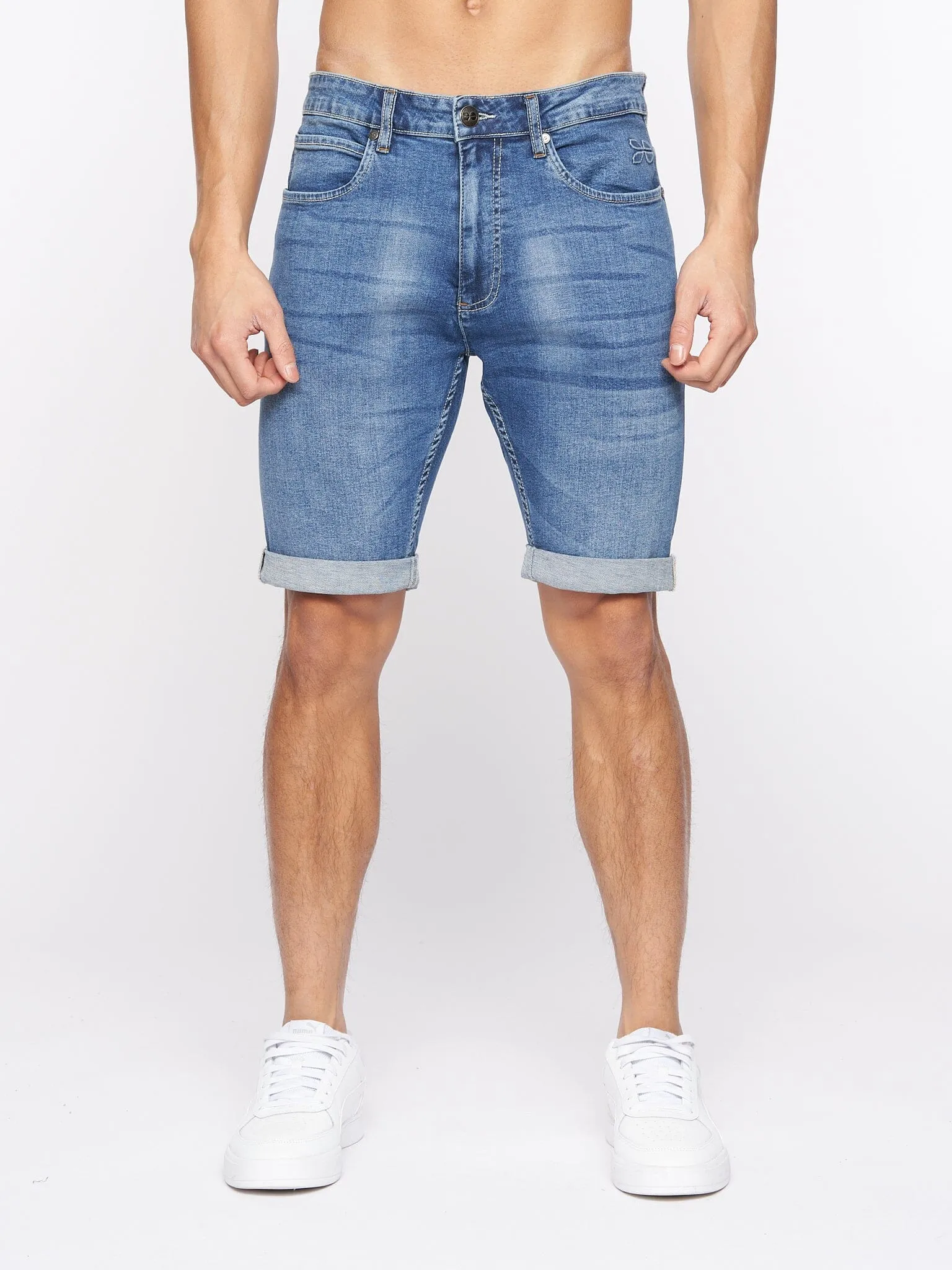 Tonwin Embossed Denim Shorts Mid Wash sold by Brand Corner product image thumbnail 3