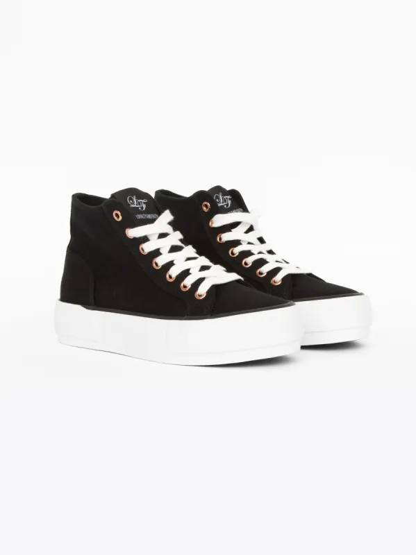 Ladies Millie Hi-Tops Black/White sold by Brand Corner