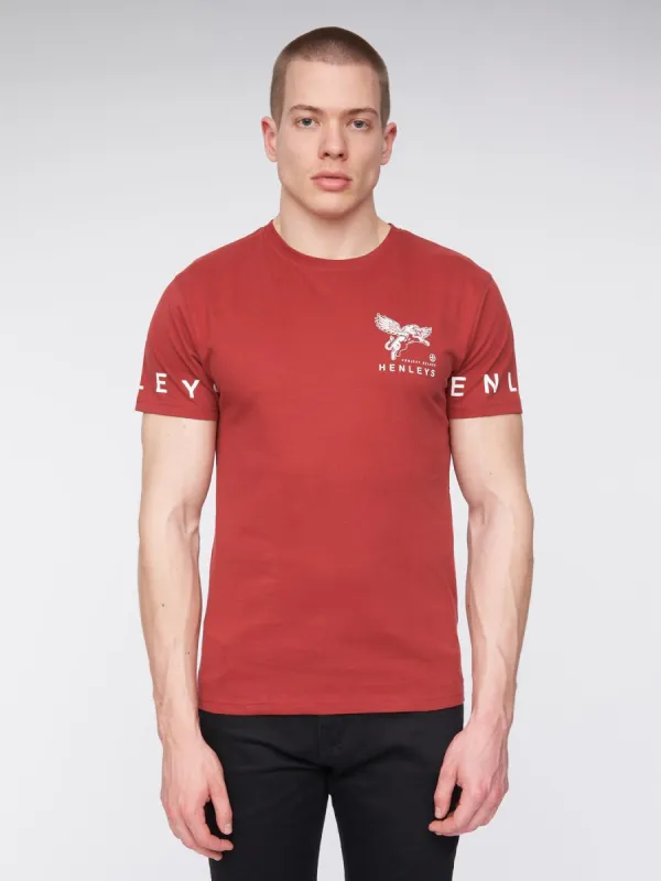 Mens Henflare T-Shirt Deep Red sold by Brand Corner