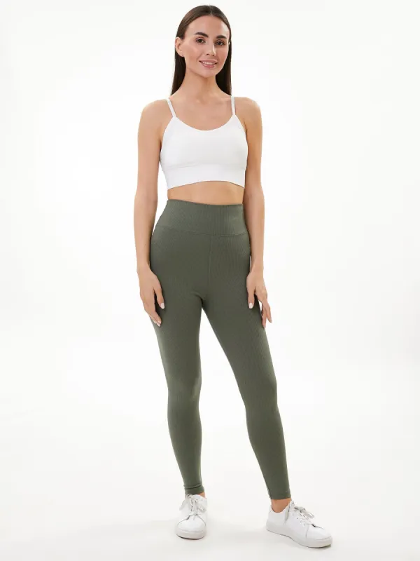 Womens Zelal Ribbed Leggings Forest Green sold by Brand Corner