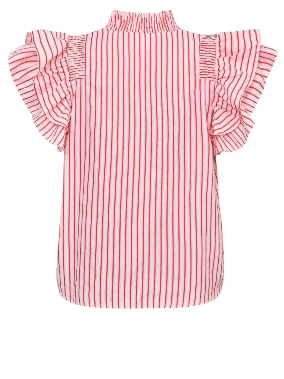 Dalila Bluse - Creme Red Stripes sold by Brando product image thumbnail 2