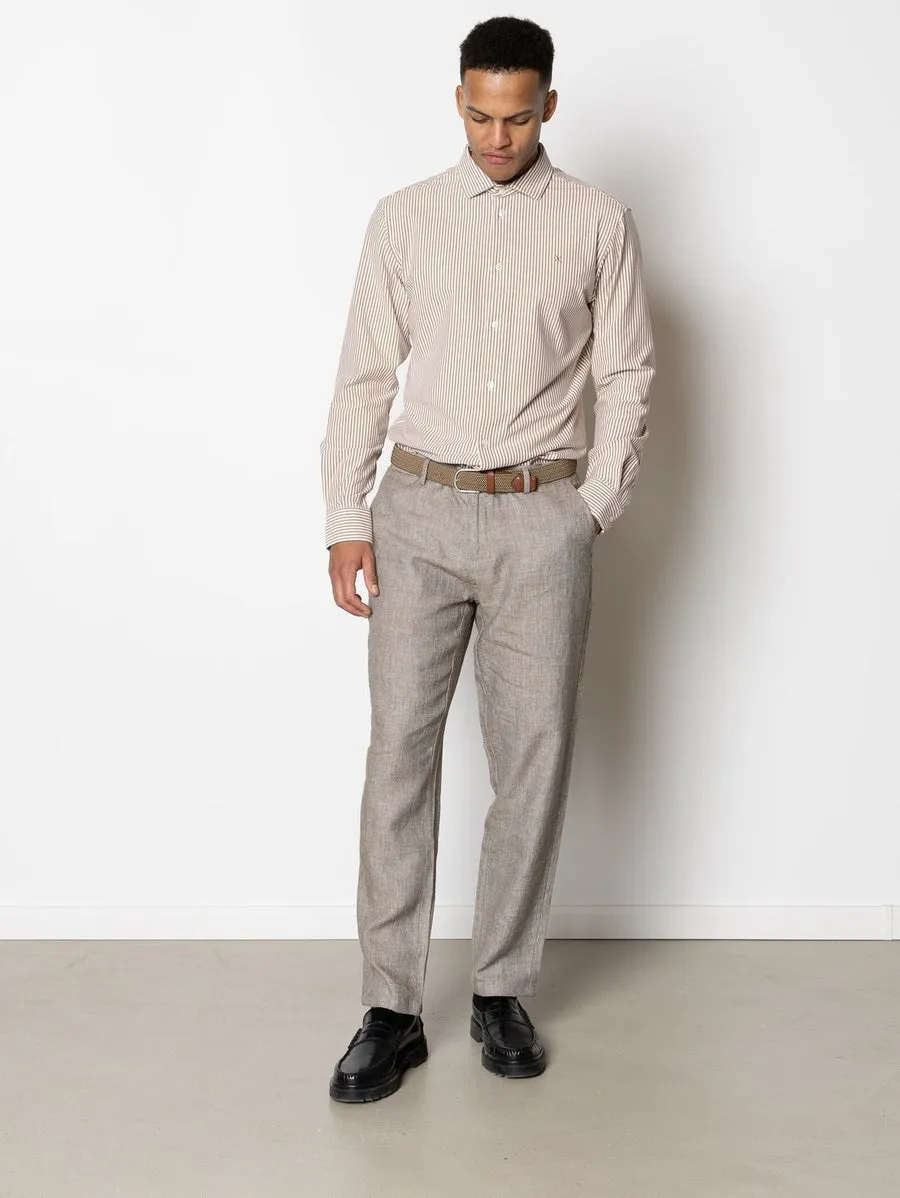 Clean formal stretch stripe skjorte - warm sand/white stripe sold by Brando product image thumbnail 3